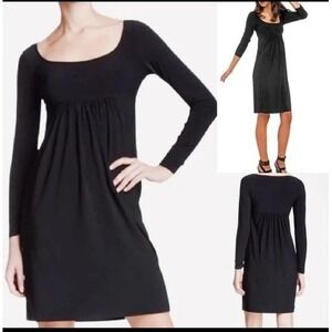 Norma Kamali Black Ruched Gathered Waist Long Sleeve Dress Size‎ L
